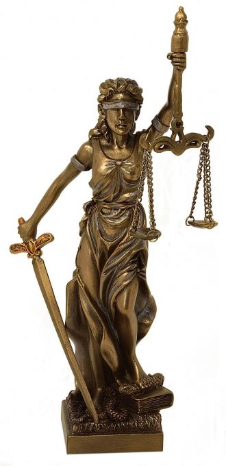 Beeld Vrouwe Justitia kopen van brons (Met of zonder tekstplaatje | MAAK UW KEUZE : zonder tekstplaatje | levertijd binnen 2 werkdagen